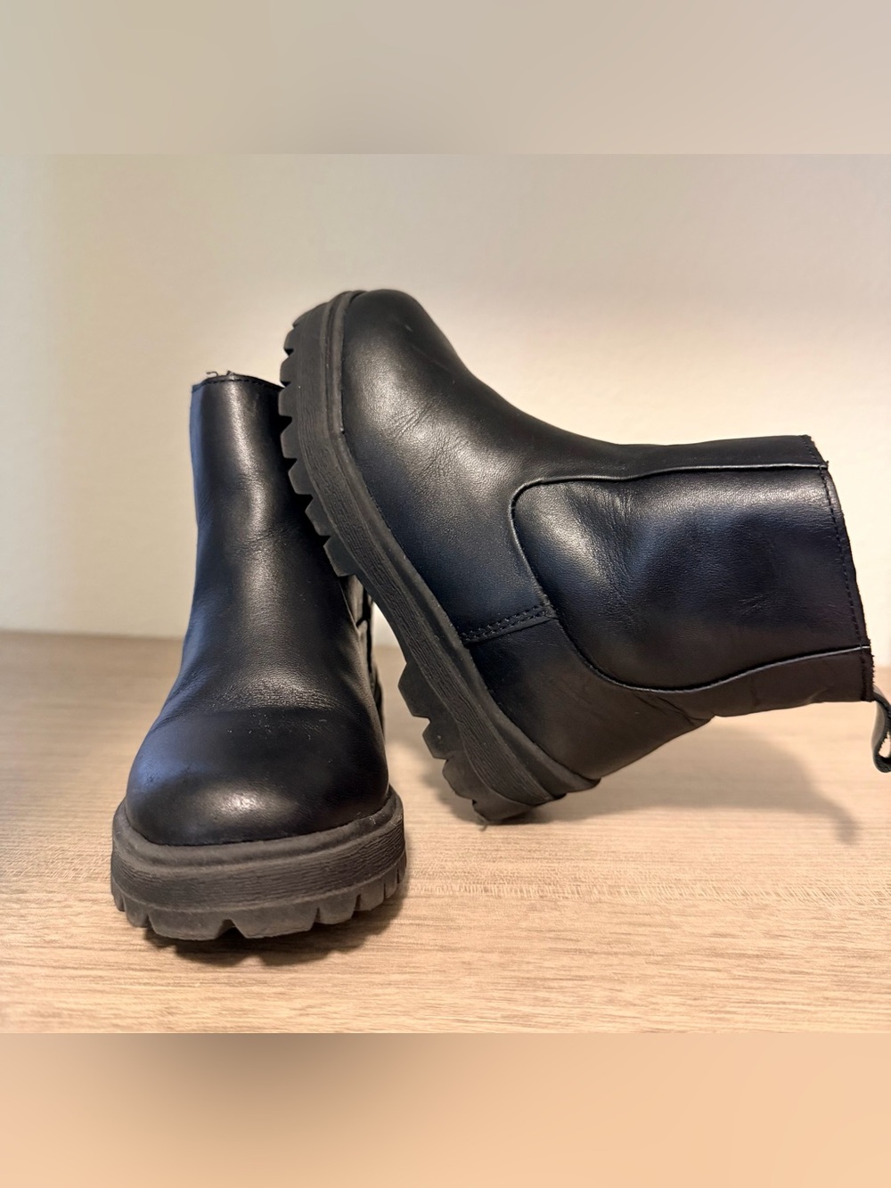 Zara Black Kids Chelsea Lug Boots